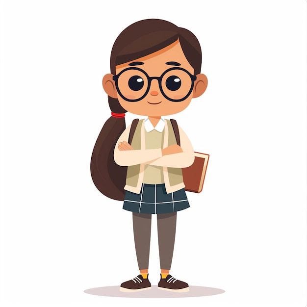 a girl with a book in her hand and a book in her hand
