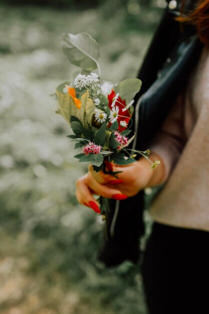 girl with a bouquet of flowers