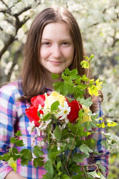 Girl with bouquet