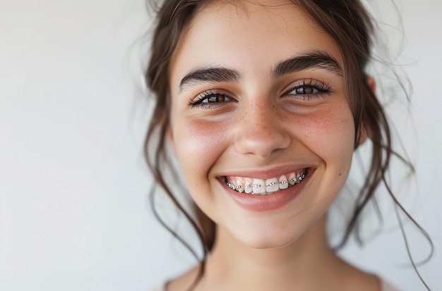 Foto una ragazza con l'apparecchio dentale