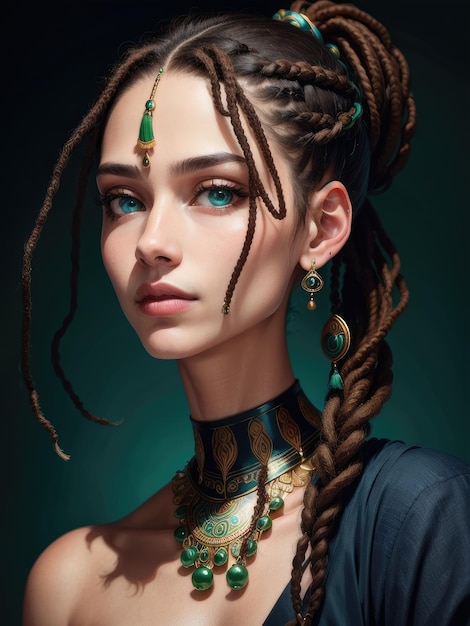 Girl with braids and blue eyes