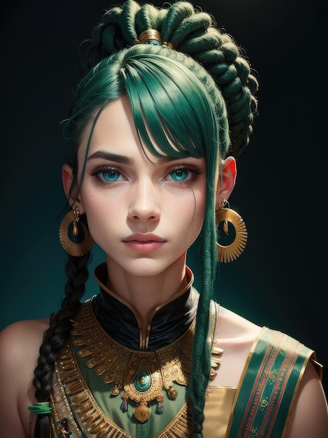 Girl with braids and blue eyes