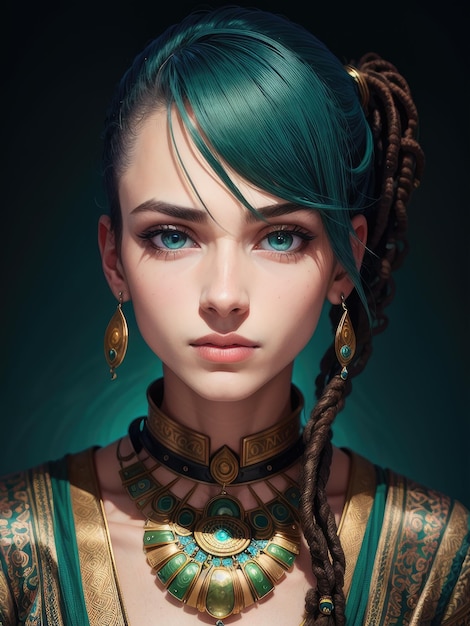 Girl with braids and blue eyes