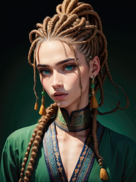 Girl with braids and blue eyes