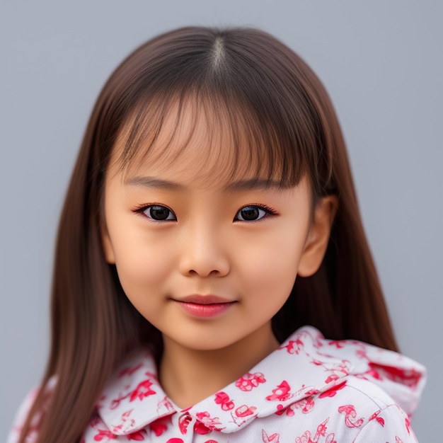 A girl with brown hair and a pink shirt