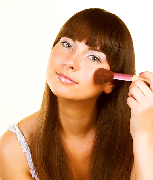 Girl with brush for blush