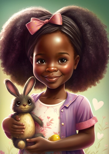 A girl with a bunny on her arms