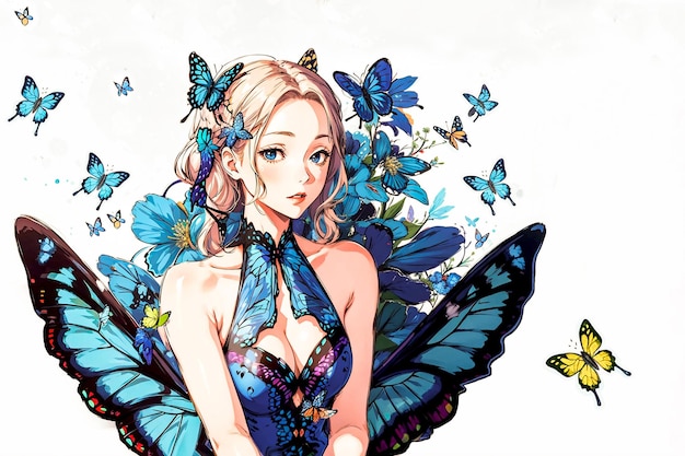 Girl with butterfly wings