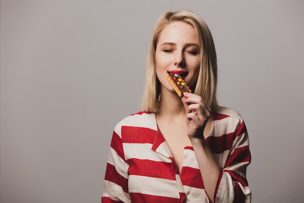 Photo girl with candy cookie