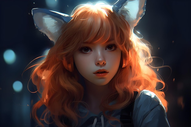 Girl with cat ears