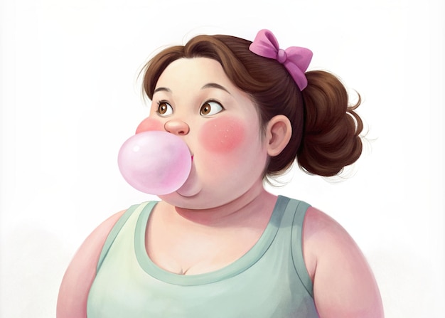 Girl with chewing gum cheerful