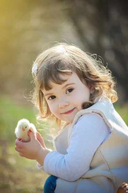 Girl with a chick