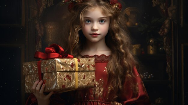 Girl with Christmas box