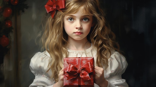 Girl with Christmas box