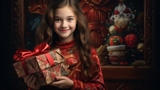 Girl with Christmas box