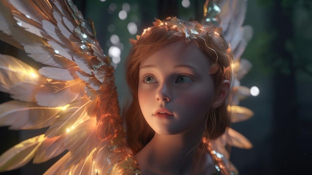 Photo a girl with a christmas fairy wings