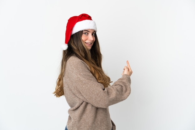 girl with christmas hat isolated on white background