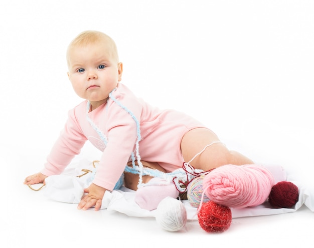 Photo girl with colored thread