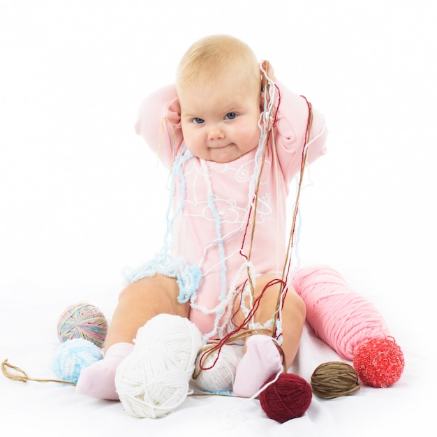 Girl with colored thread