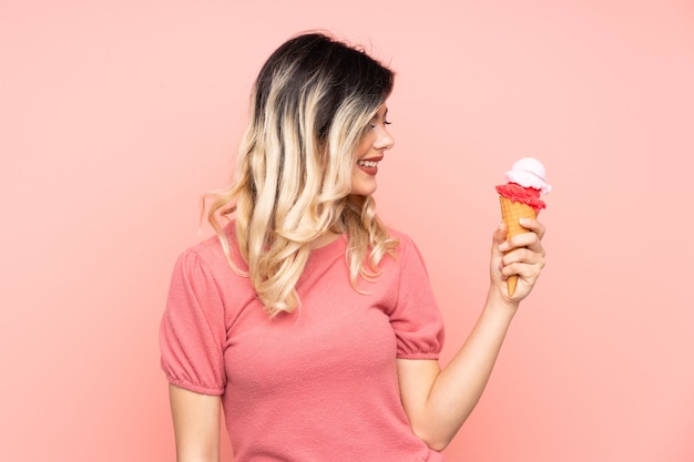 Girl with a cornet ice cream