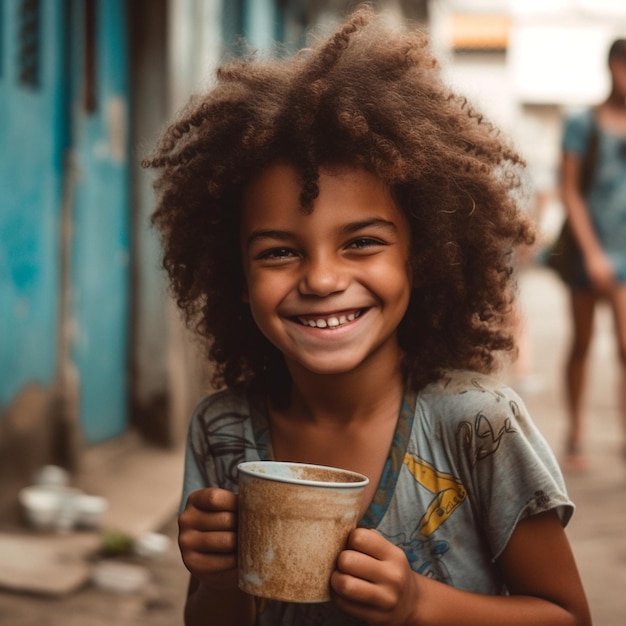 A girl with a cup of coffee in her hand