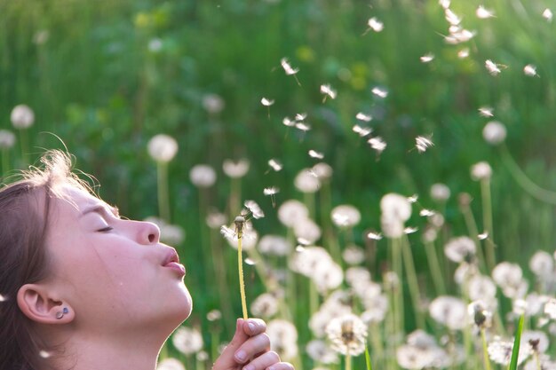 Girl with dandelions