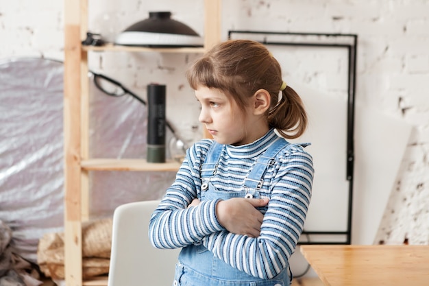 Photo girl with displeased face