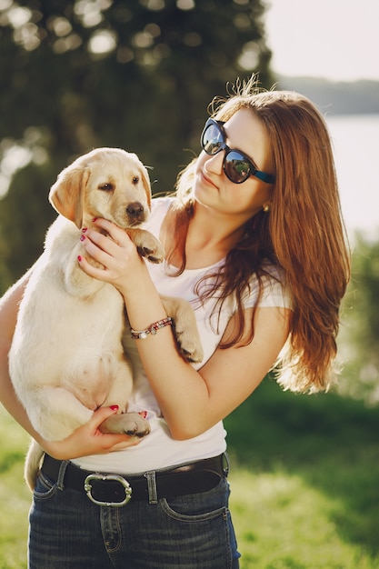 girl with dog