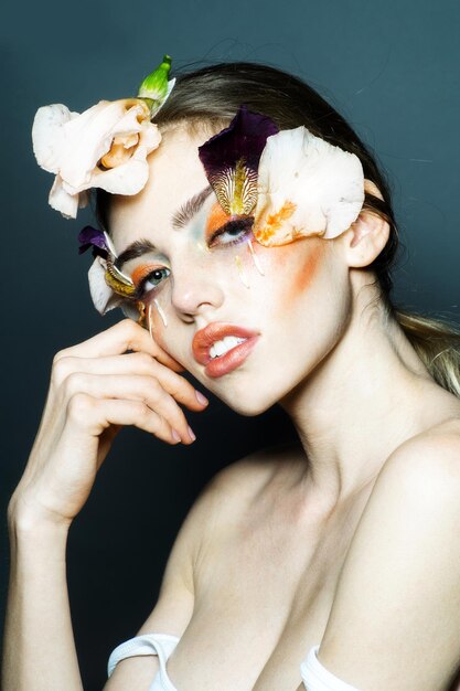 Girl with floral makeup