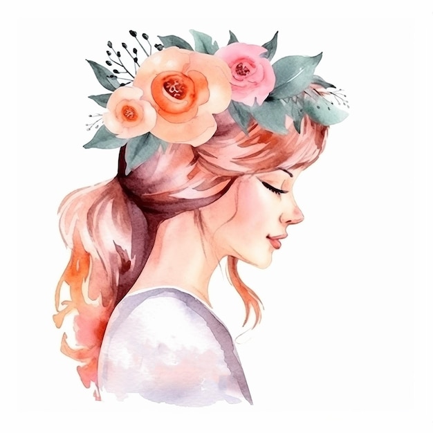 A girl with a flower crown on her head