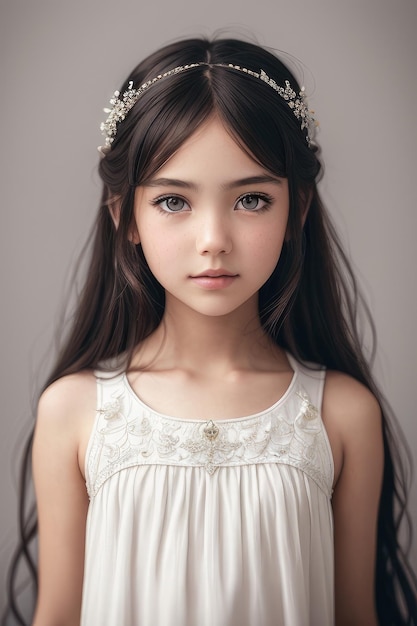 Premium AI Image | A girl with a flower crown on her head