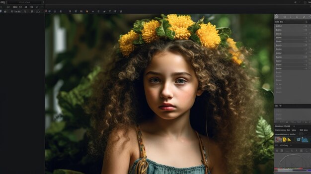 a girl with a flower crown on her head