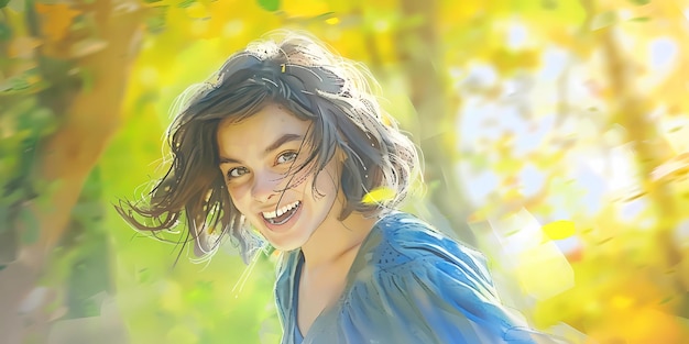 a girl with a flower in her hair