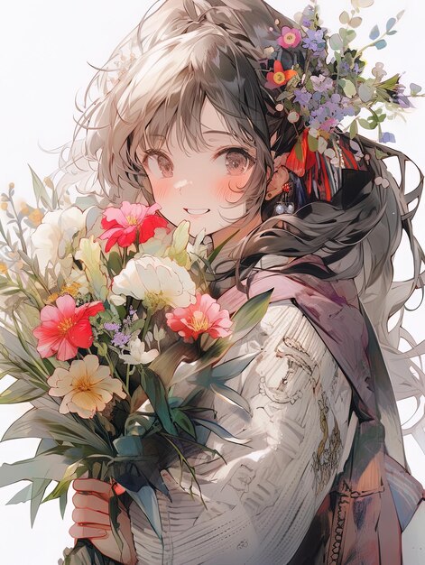 a girl with a flower in her hair