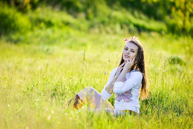 a girl with a flower in her hair