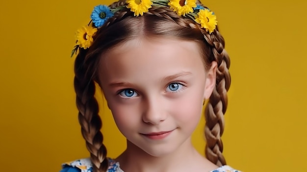 A girl with flowers on her hair