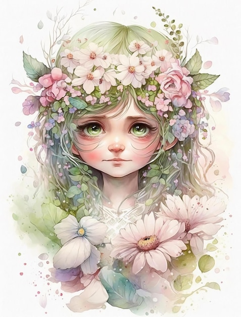 A girl with flowers in her hair