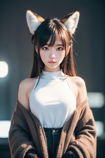 A girl with a fox ears