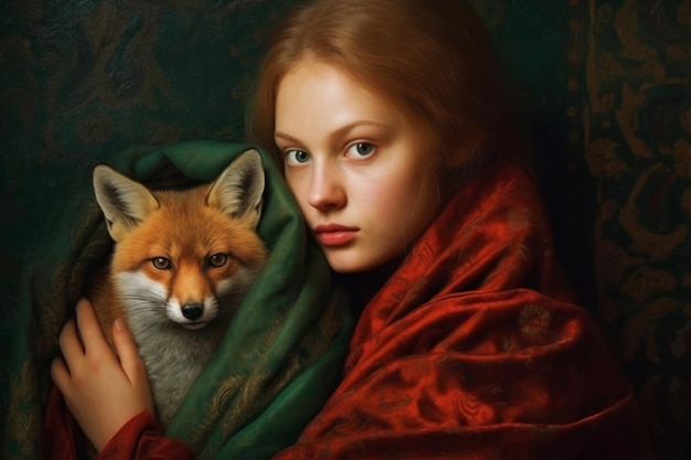 A girl with a fox