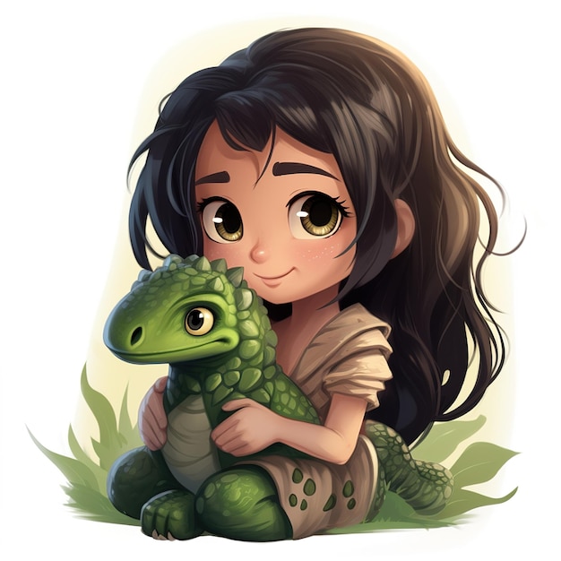 a girl with a frog and a frog