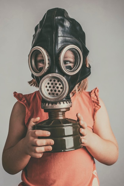 Girl with gas mask