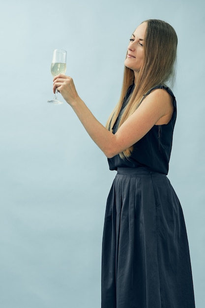 Girl with a glass of champagne