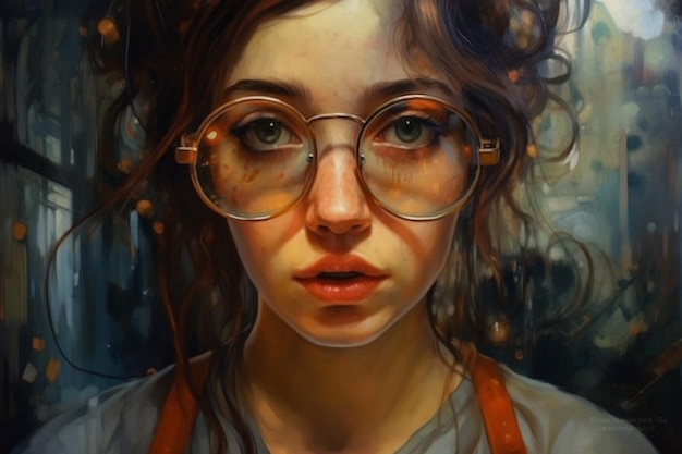 A girl with glasses on her face