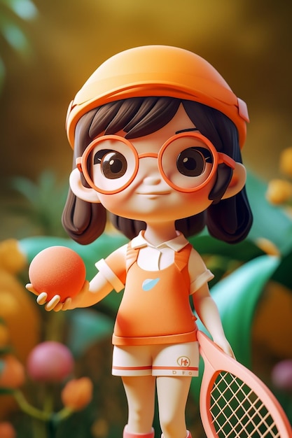 A girl with glasses and an orange ball