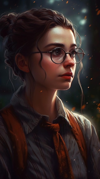 A girl with a glasses