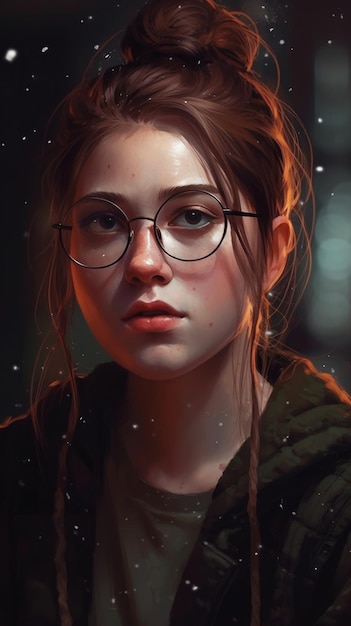 A girl with a glasses