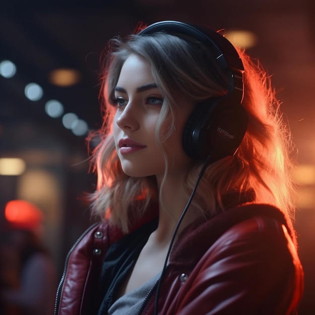 Girl with headphones