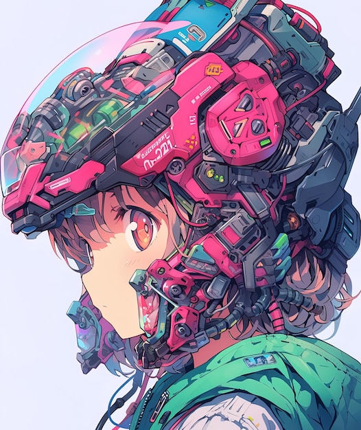 Photo a girl with a helmet that says  anime  on it