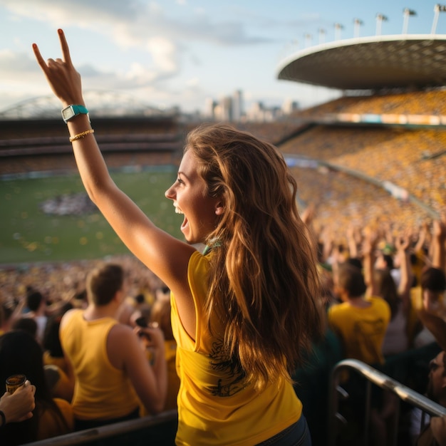 a girl with her arms up in the air, raises her arms up in the air.