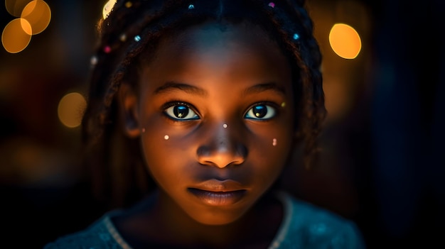 A girl with her eyes covered in white circles